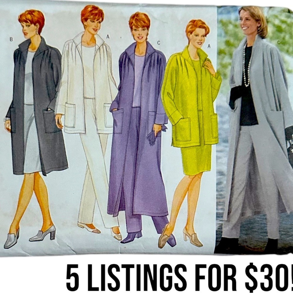 Butterick Jacket, Duster, Top, Skirt Pants, Vintage Sewing Pattern Size 20-22-24